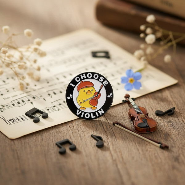 Photo produit - Pin’s Canard Jaune  "I Choose Violin"
