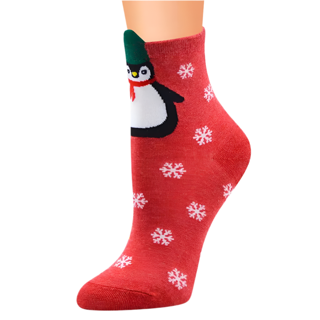 chaussettes rouges pingouin noel mrcol