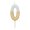 White & Gold Birthday Number Candle - 0