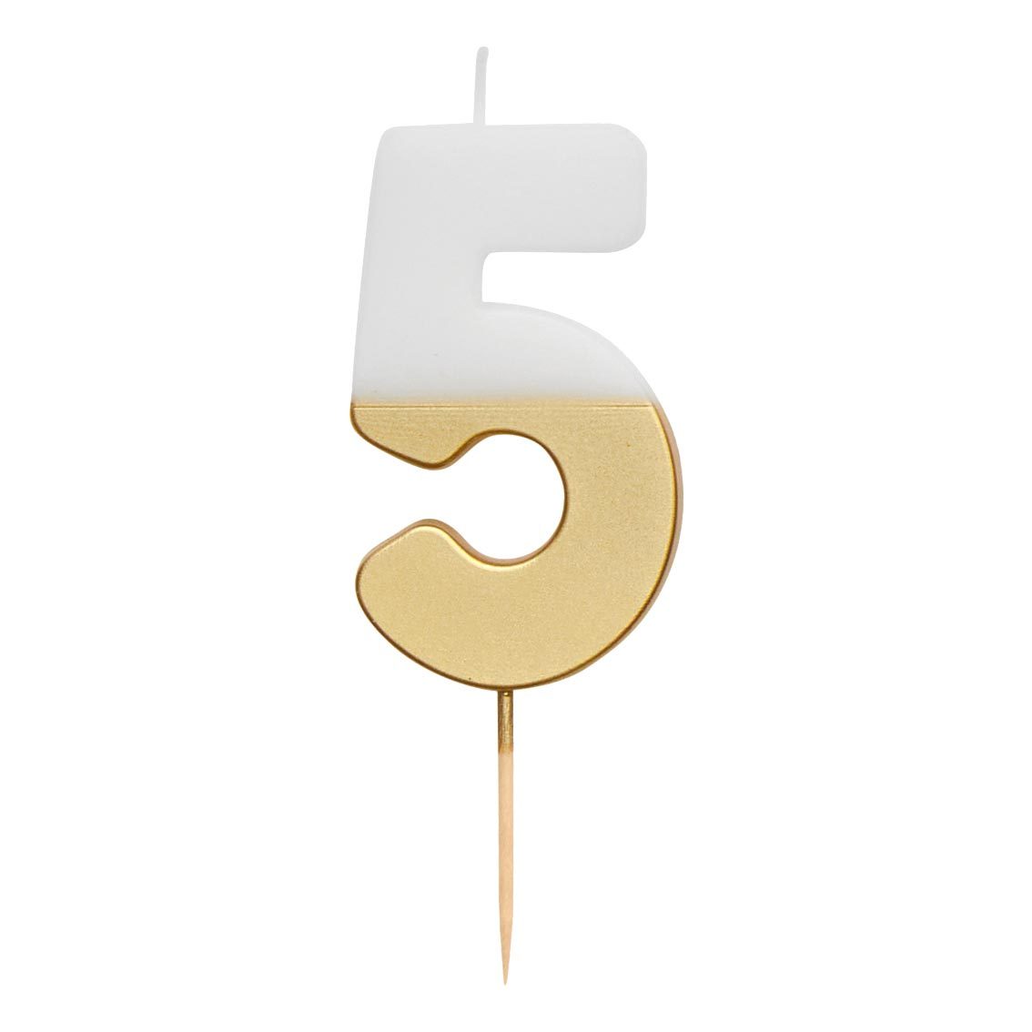 White & Gold Birthday Number Candle - 5
