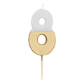 White & Gold Birthday Number Candle - 8
