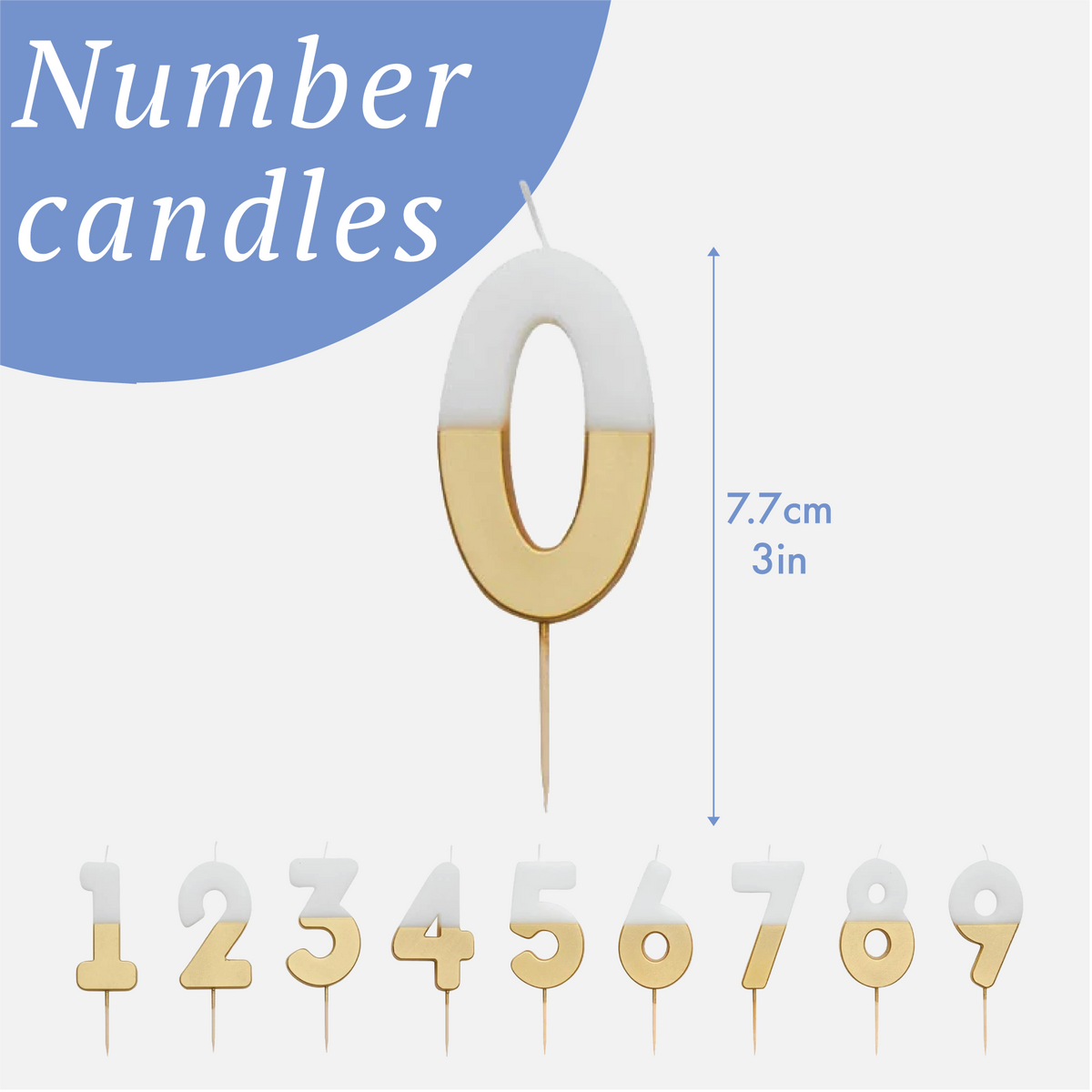 White & Gold Birthday Number Candle - 9