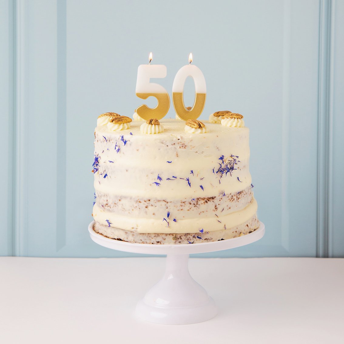 White & Gold Birthday Number Candle - 5