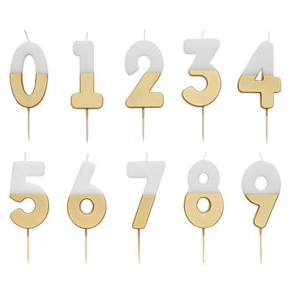 White & Gold Birthday Number Candle - 9
