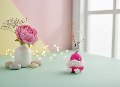 Fushia duck keychain
