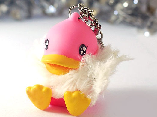 Roze eend sleutelhanger