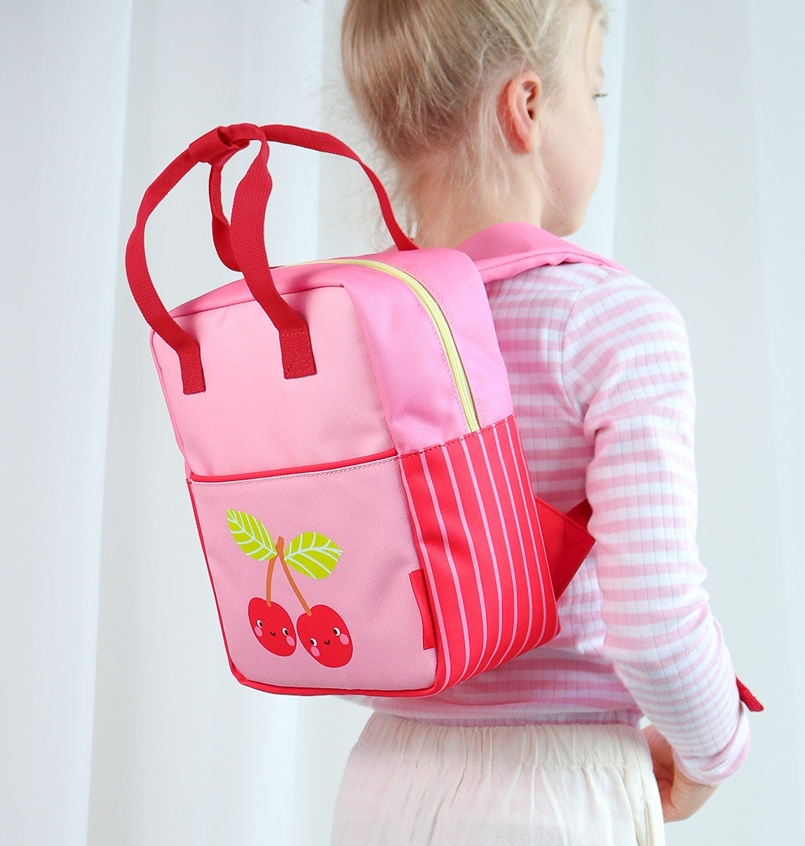 Petit sac à dos carré enfant - Cerises joyeuses