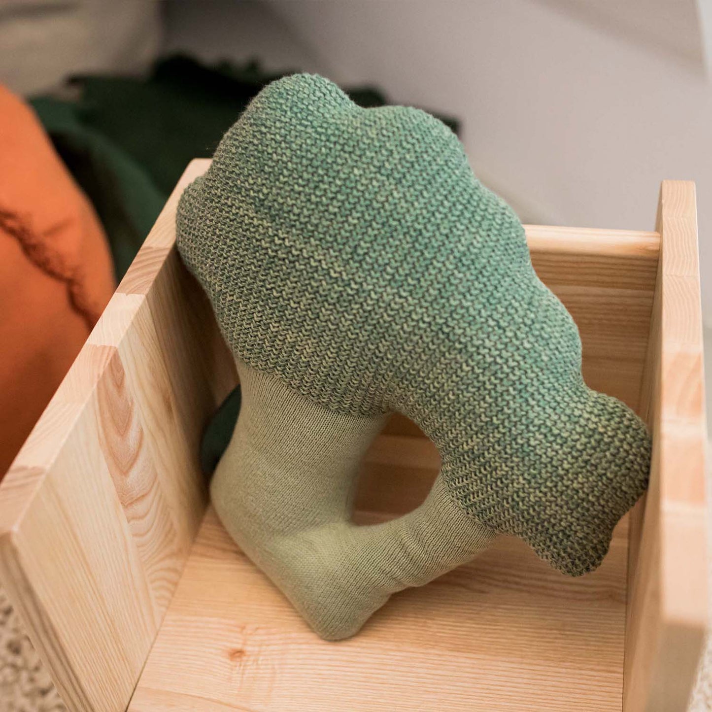 Knitted cushion Brucy the Broccoli