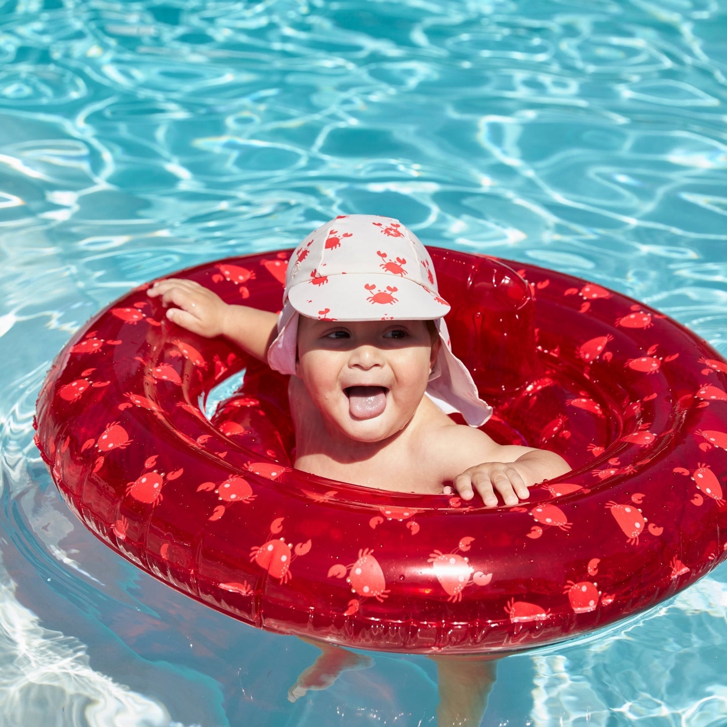 Sun Hat - Beige/Red - Crabby