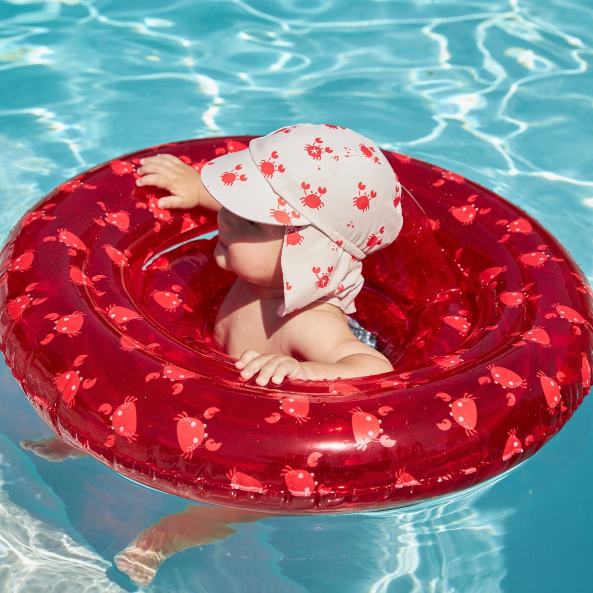 Sun Hat - Beige/Red - Crabby