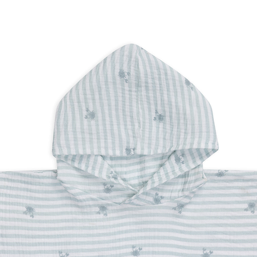 Beach Poncho - White/Green - Crabby - 52 x 52 cm