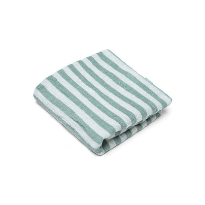 Cotton Beach Towel - Green/White - Resort Stripe - 180 x 90 cm