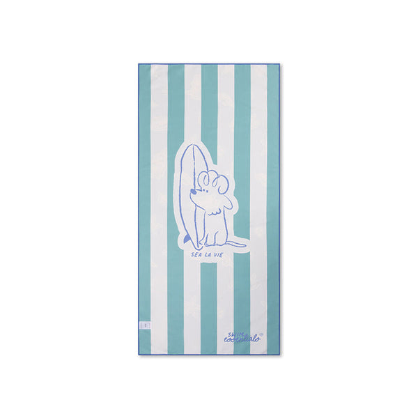 Microfiber Beach Towel - Green - Surf Dogs - 135 x 65 cm