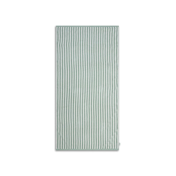 Cotton Beach Towel - Green/White - Resort Stripe - 180 x 90 cm