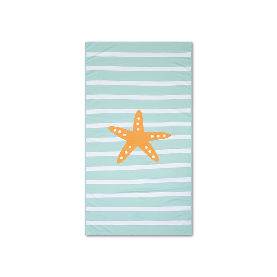 Microfiber Beach Towel - Green/White - Stars - 170 x 90 cm