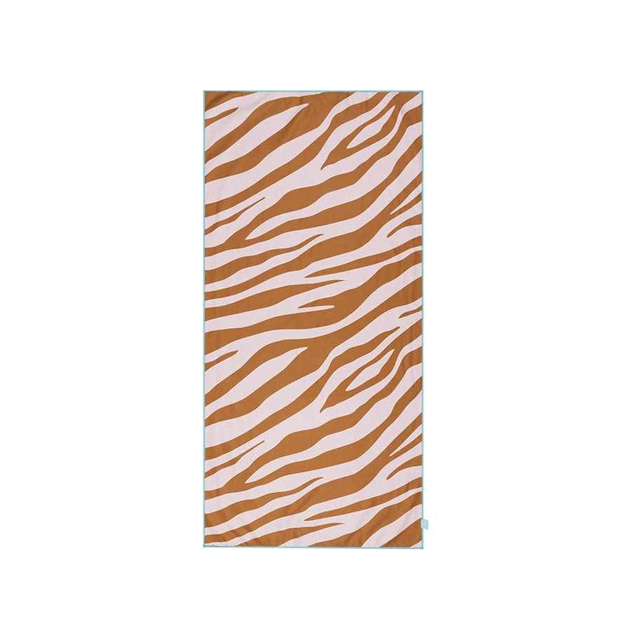 Microfiber Beach Towel - Orange/White - Vibrant Stripes - 135 x 65 cm