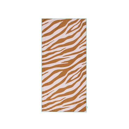 Microfiber Beach Towel - Orange/White - Vibrant Stripes - 135 x 65 cm