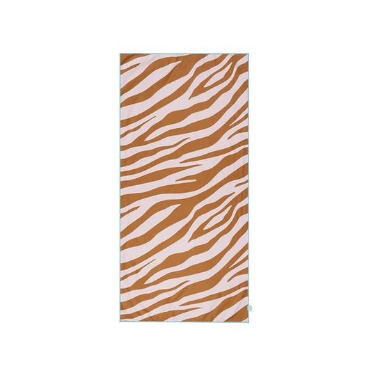 Microfiber Beach Towel - Orange/White - Vibrant Stripes - 135 x 65 cm