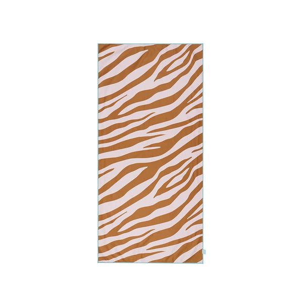 Microfiber Beach Towel - Orange/White - Vibrant Stripes - 135 x 65 cm