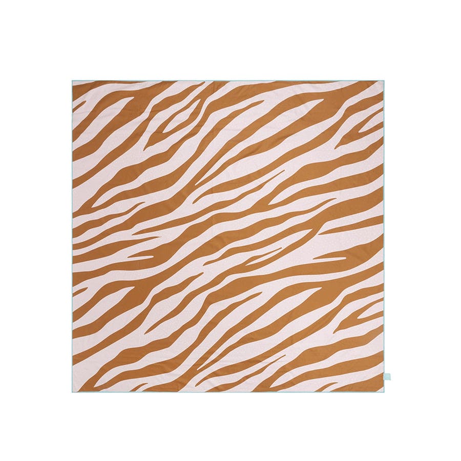 Microfiber Beach Towel - Orange/White - Vibrant Stripes - 180 x 180 cm