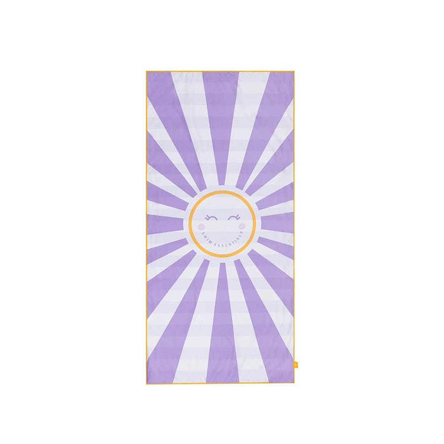 Beach Towel Microfiber - Purple/White - Happy Sunshine - 135 x 65 cm