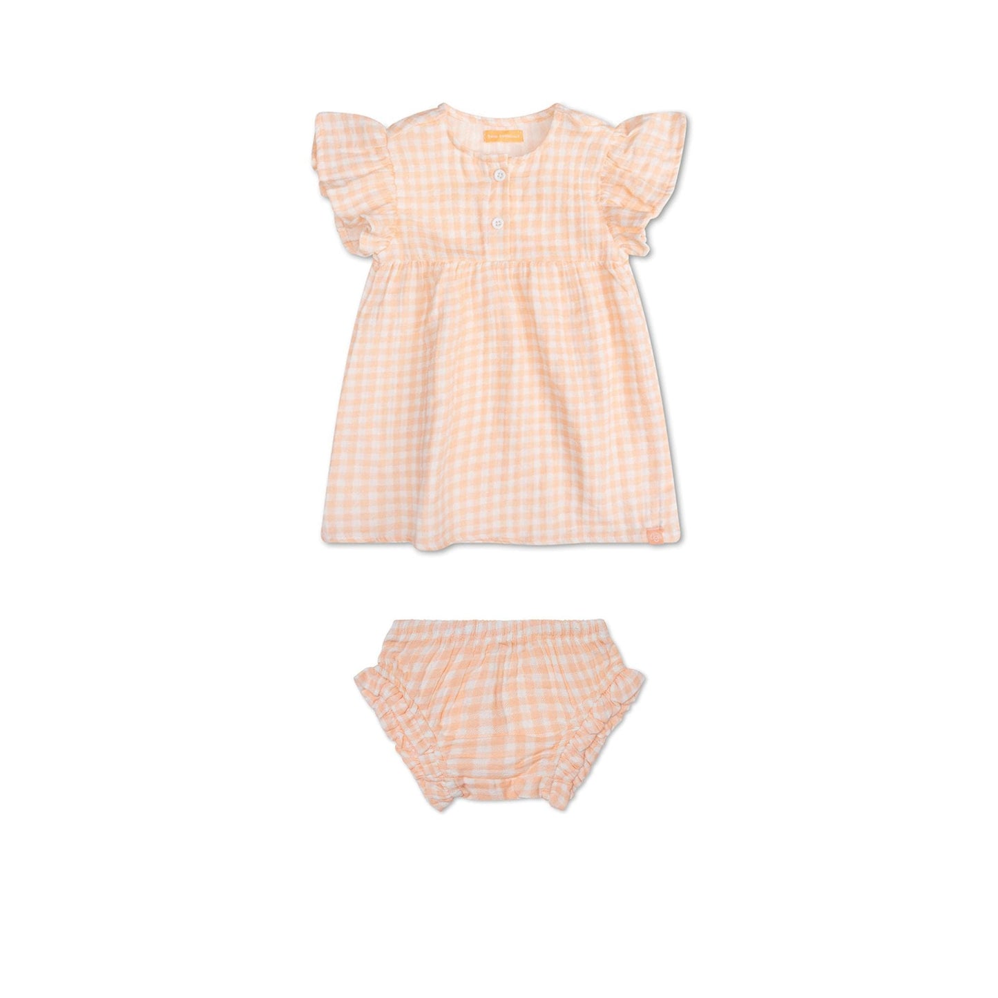 Beachwear Girls Dress - Muslin - Orange/White - Sunset Grid