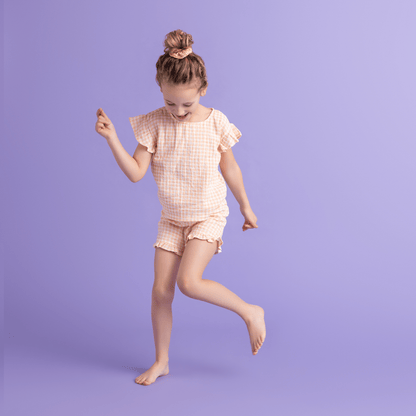 Beachwear Girls - Muslin - Orange/White - Sunset Grid