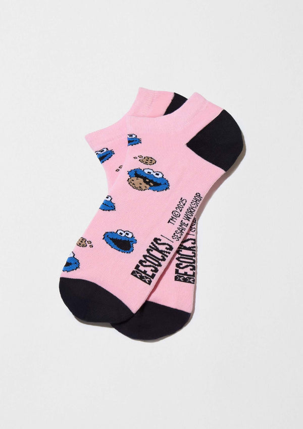 Chaussettes BeSesameStreet Cookie Monster Pink Ankle – Besocks