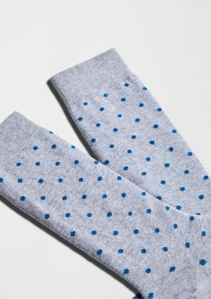 Calcetines con lunares azules sobre fondo gris - BeDots Grey - BESOCKS