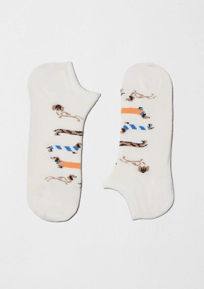 Chaussettes courtes BePets Teckels Blanc Cassé