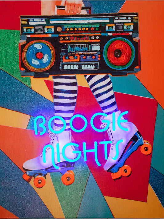 'Boogie Nights' Wall Artwork with LED Neon - STANDARD