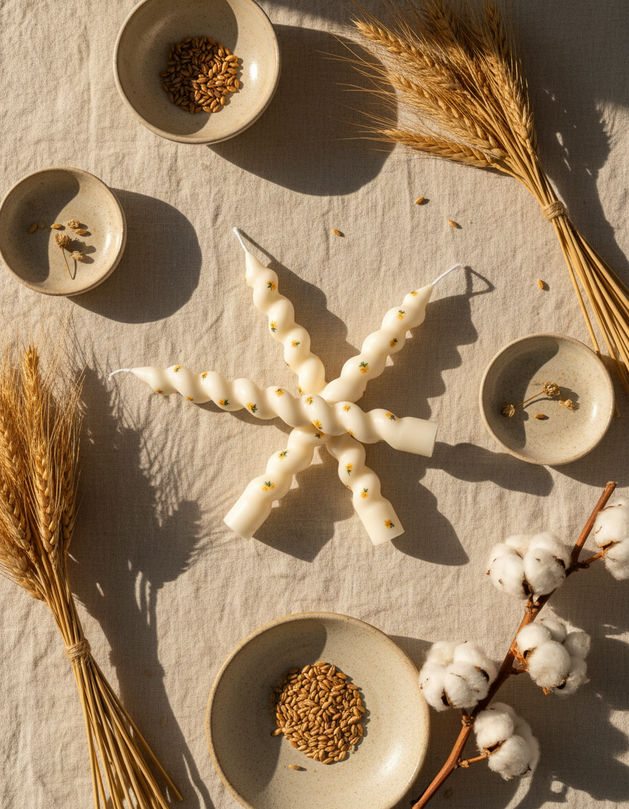 Twisted roundflower candle