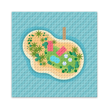 BRIXIES Plus Printed Baseplates with Custom Design White 32 x 32