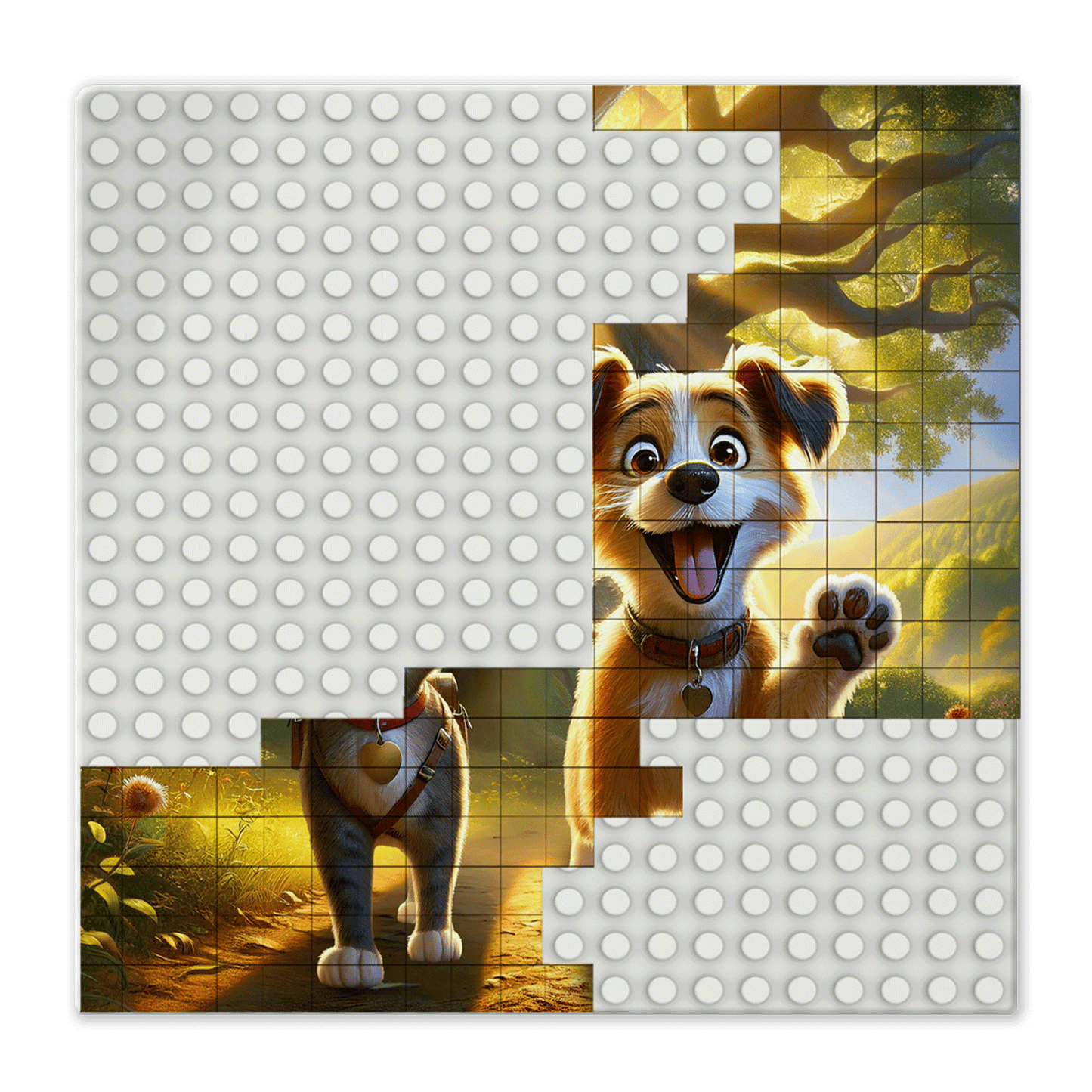 BRIXIES Plus Printed Puzzle Plates Custom White 20x20 Studs (16x16 cm)