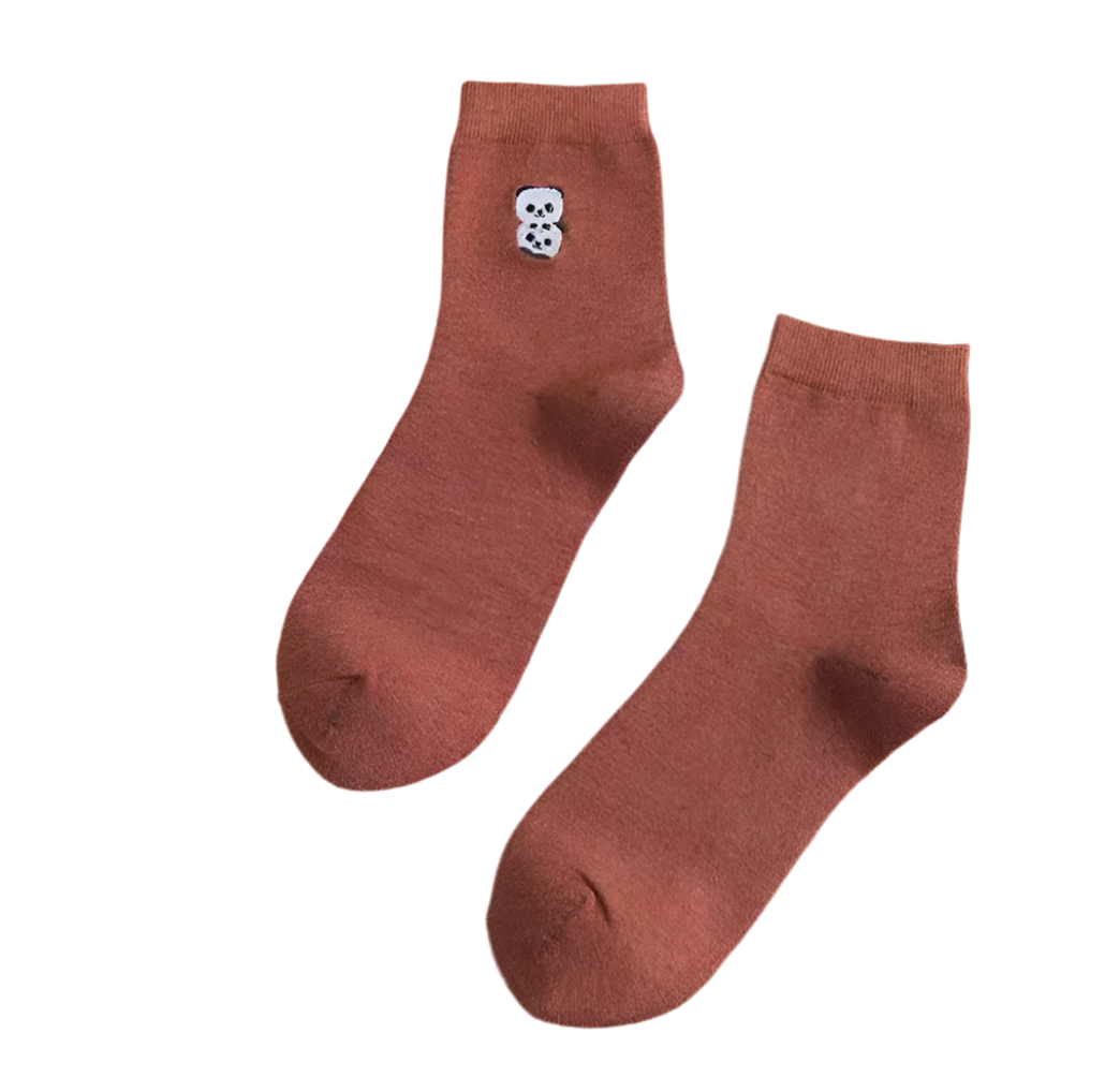 Two Embroidered Pandas Socks