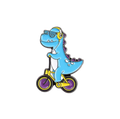 T-Rex speldje op een fiets
