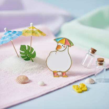 White Duck Hat Umbrella Pin
