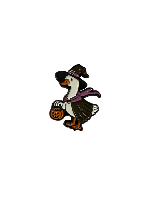 Pin's Canard Blanc Sorcière d’Halloween