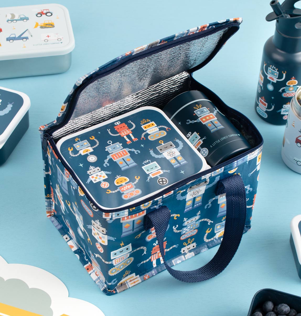 Sac isotherme enfant - Robots – vue 4 – A Little Lovely Company