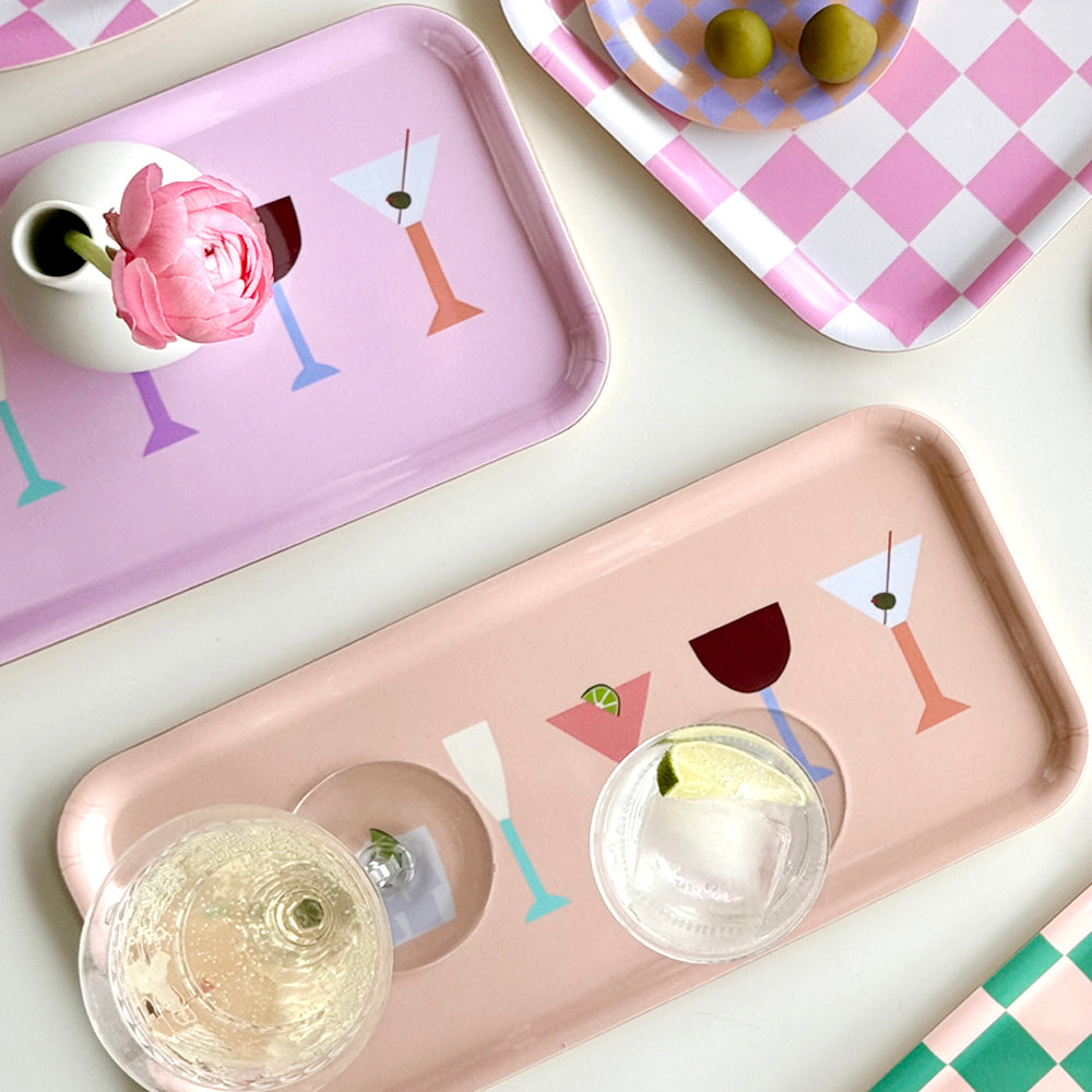 Peach COCKTAILS Serving Tray - 32x15 cm