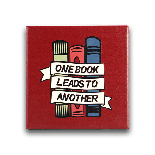 One Book Leads To Another Ceramic Coaster
