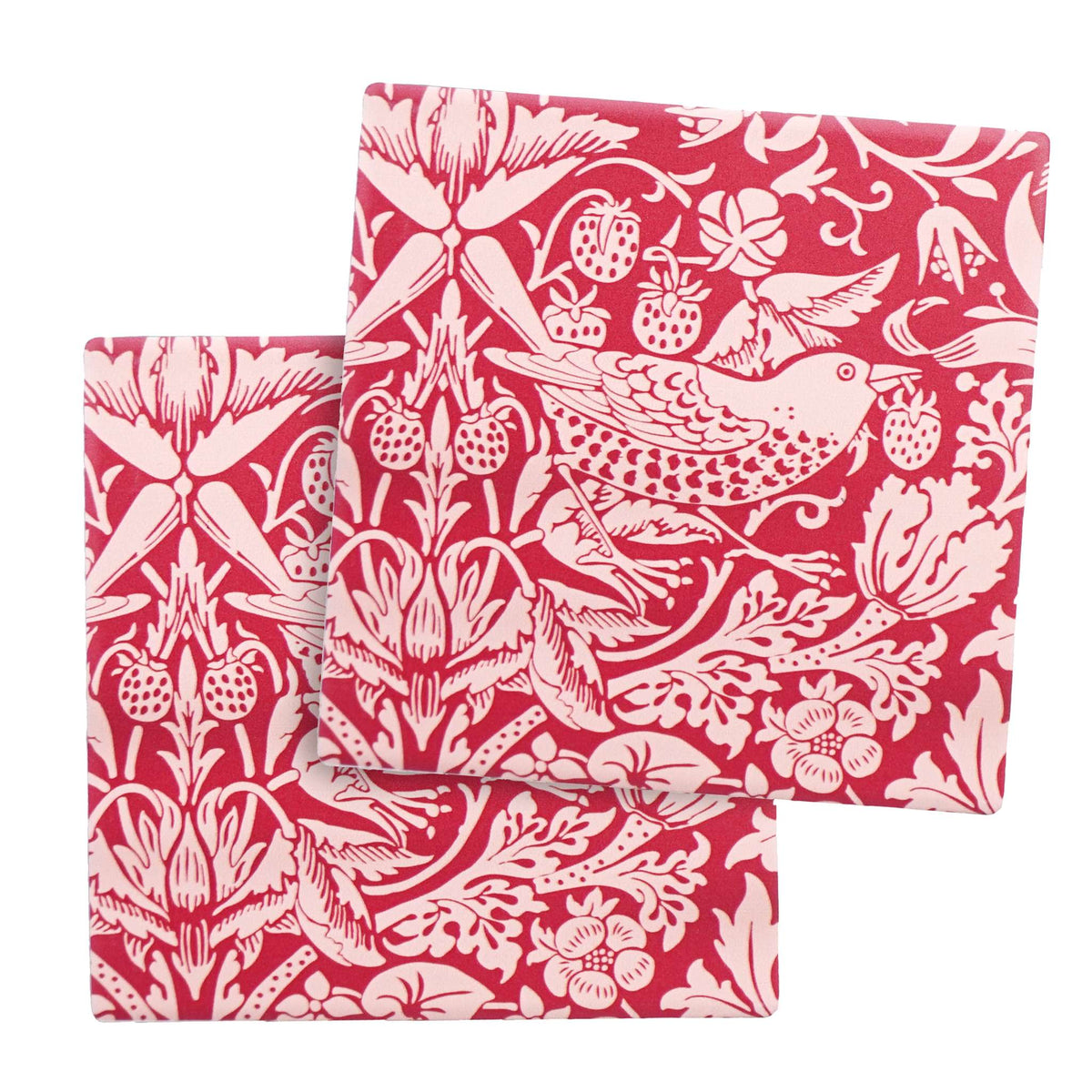 Set of 2 ceramic coasters ACS William Morris Raspb