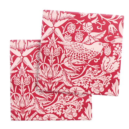 Set of 2 ceramic coasters ACS William Morris Raspb