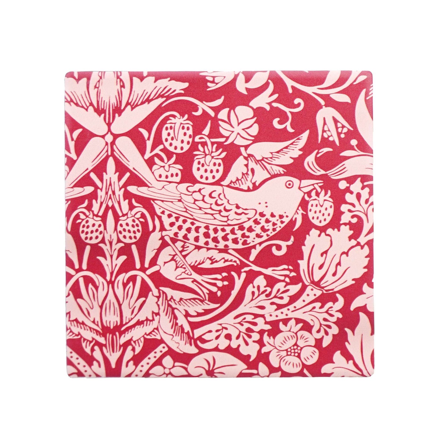 Set of 2 ceramic coasters ACS William Morris Raspb