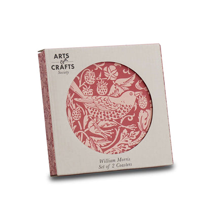 Set of 2 ceramic coasters ACS William Morris Raspb