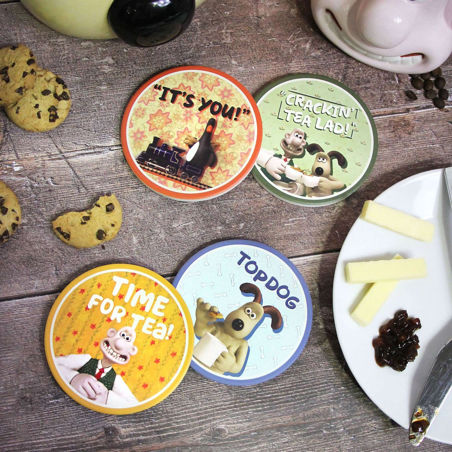 Set of 4 Wallace & Gromit ceramic coasters
