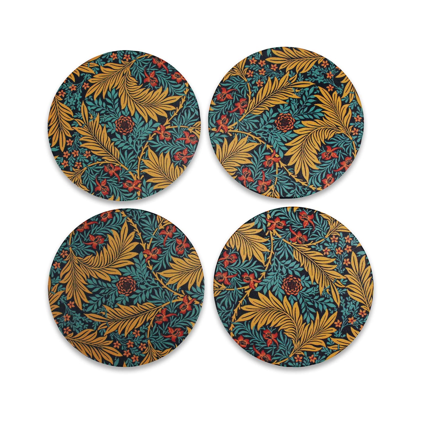 Set of 4 William Morris Larkspur Ceramic Coasters