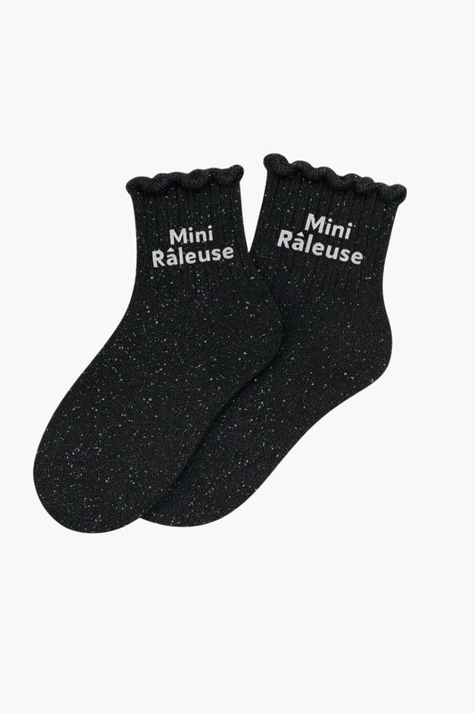 "Mini Grumpy" Kids' Sequin Socks - Black
