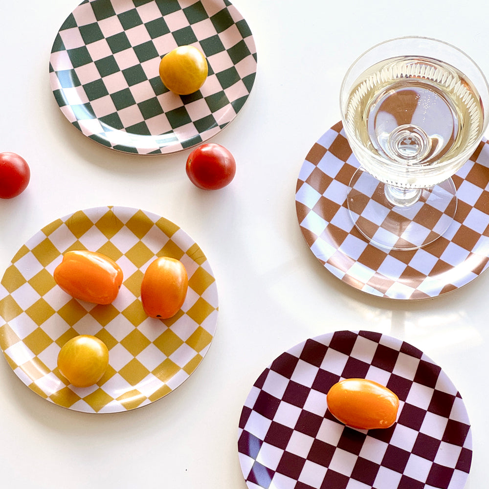 Warm Mix CHECKER Set of 4 Coasters - 11cm