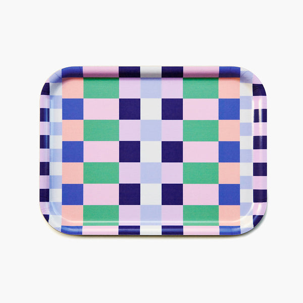 Pink/Grass CHECKER MIX Rectangular Serving Tray - 27x20 cm